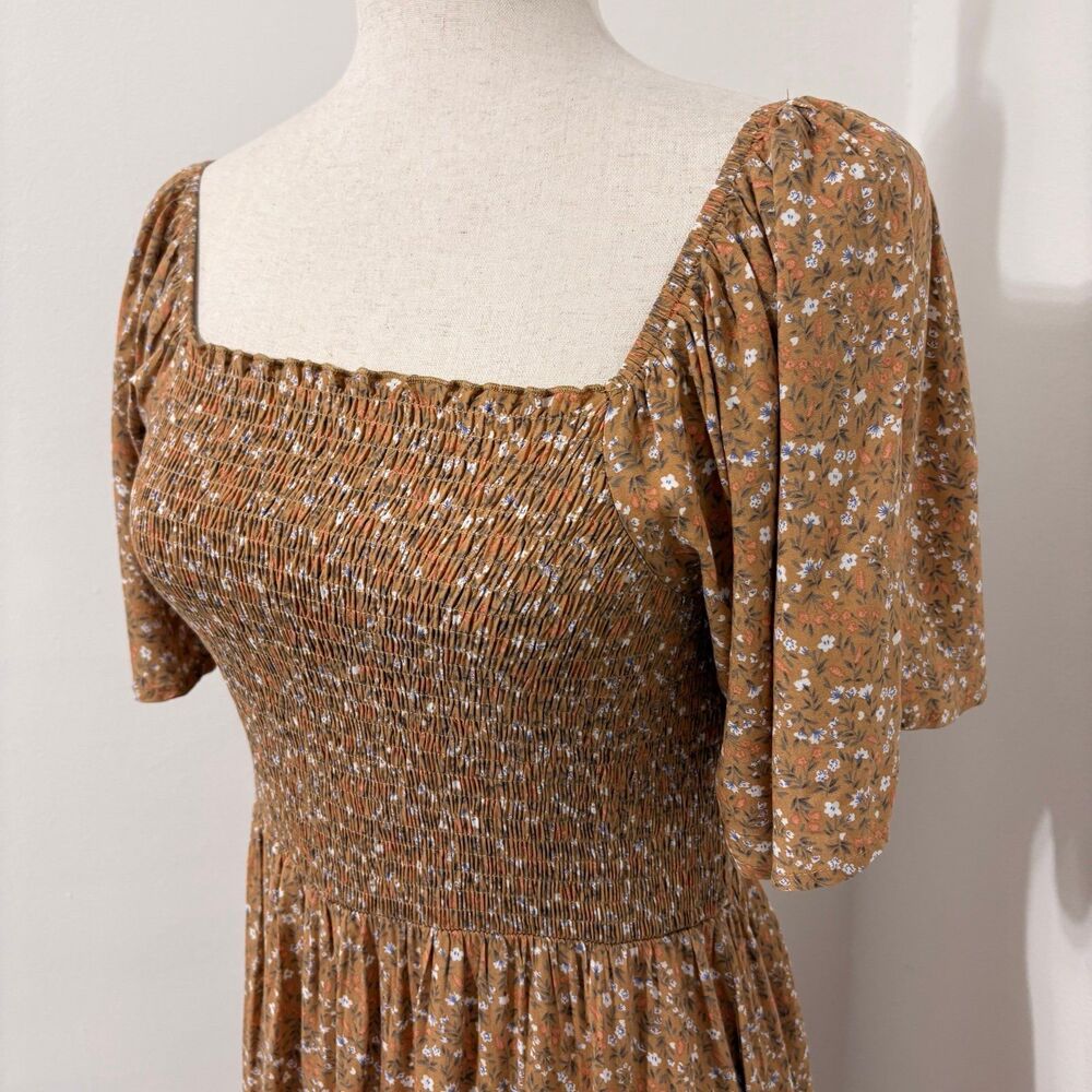 NWT Heyson Mustard Floral Smocked Maternity Maxi Dress Sz M - Picture 3 of 8